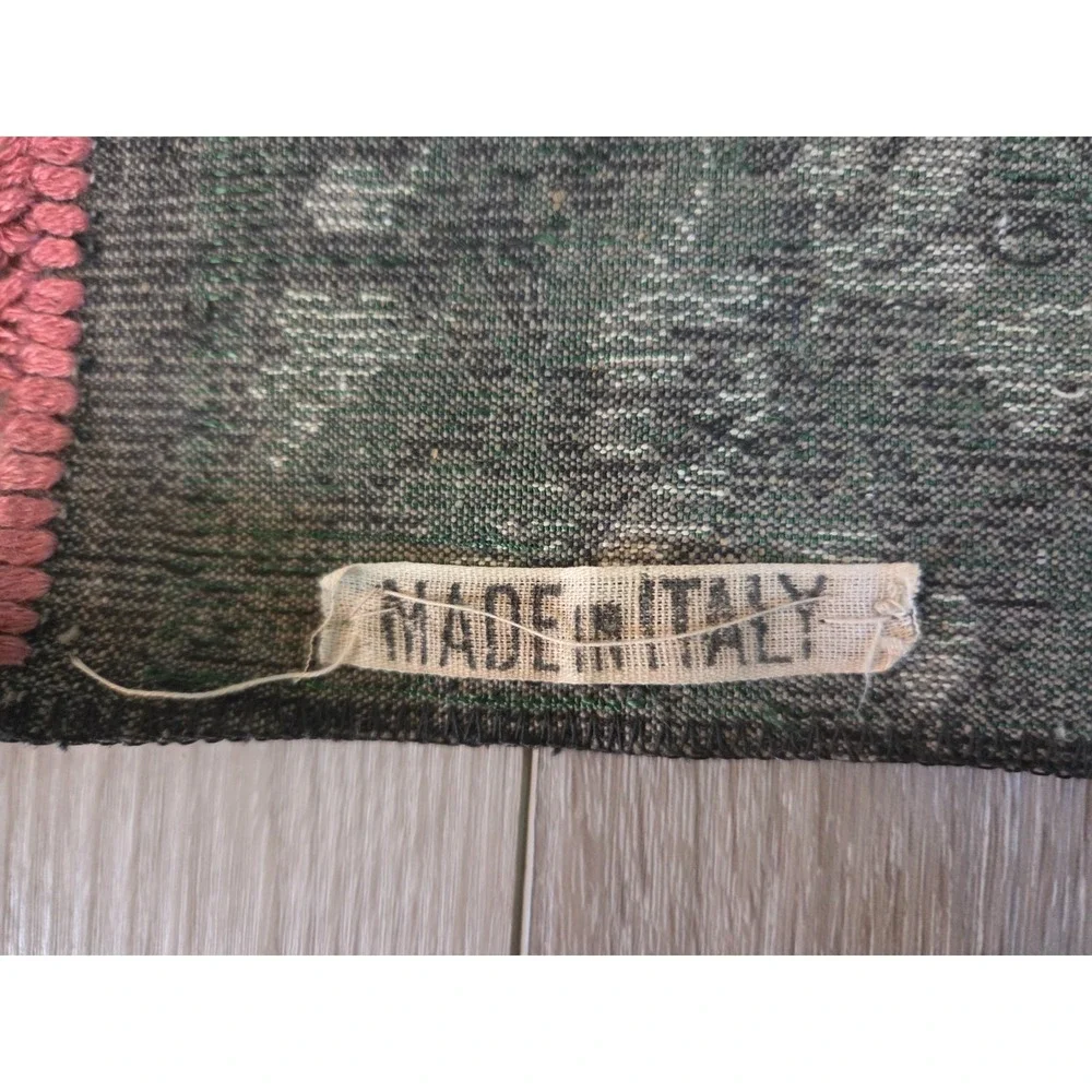 Vintage 50s Italian Fringed Tapestry Rug Wall Hanging Country Scene Deer 48''